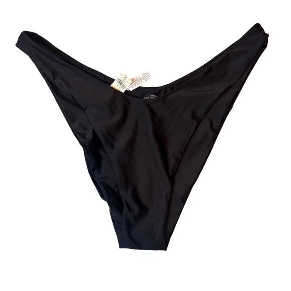 Aerie Black High Cut Cheeky Bikini Bottom XXL NWT Swim Minimal Coverage - Picture 3 of 5